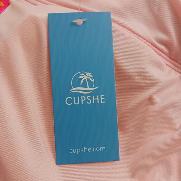 Cupshe Swimsuit Womens XL Pink Tropical Print Lace Up One-Piece Travel Beach - Picture 10 of 11